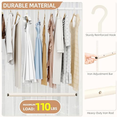 STORAGE MANIAC Adjustable Closet Rod for Hanging Clothes, 1 Pack White - Image 3