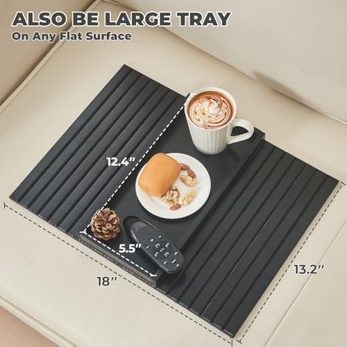 LOVYANXUE Bamboo Sofa Arm Tray, Anti Falling Couch Arm Tray Table, Foldable Couch Armrest Table, Portable Sofa Armrest Trays Cup Holder for Drink, Cups, Phone, Snacks, Remote - Image 4