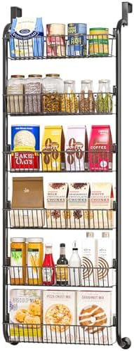 MIAOLI Over the Door Pantry Organizers and Storage, 6-Tier Spice Rack, Home & Kitchen Storage Shelves for Cabinet, Large Capacity Hanging Seasoning Organizer, Laundry Room Organization, Black by Unknown