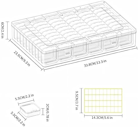Bead Organizer Box, 61pcs Clear Plastic Storage Containers Set, Large Capacity Small Bead Organizers and Storage Cases with Labels, for Jewelry, Crafts, Diamonds Storage - Image 2
