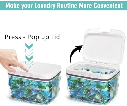 Pensino Laundry Pods Container Laundry Pod Holder with Lid, Laundry Room Storage Container for Detergent Pods Laundry Powder Scent Booster Container with Scoop (2 Pack) - Image 2