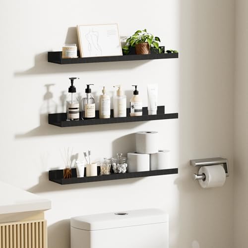 upsimples Floating Shelves for Wall Decor and Storage, Black, 6Pcs 23.6'' - Image 5