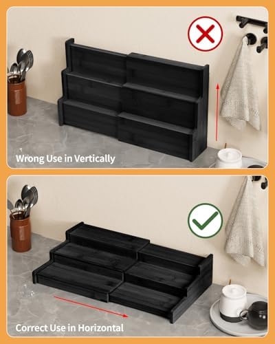 Spice Rack 3-Tier Natural Bamboo, Adjustable Cabinet Organizer Shelf - Image 5