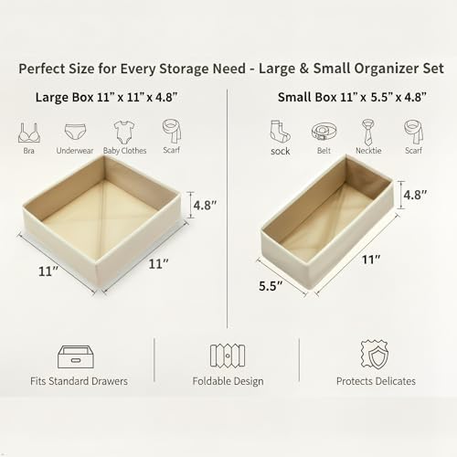 Underwear Drawer Organizer, 2 Pack, Khaki - Image 2