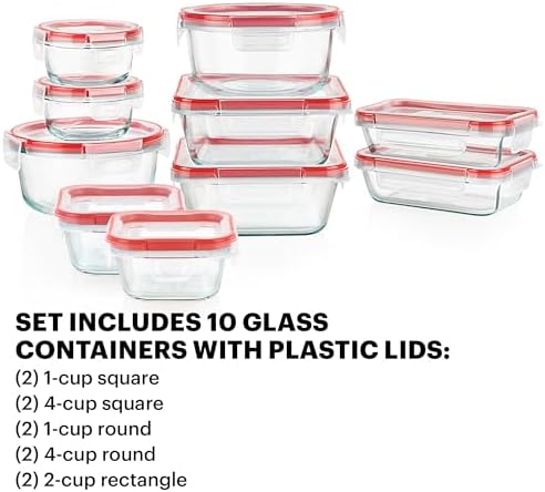 Pyrex Freshlock (10-Pack) Mixed Sizes Airtight Glass Food Storage Set - Image 3