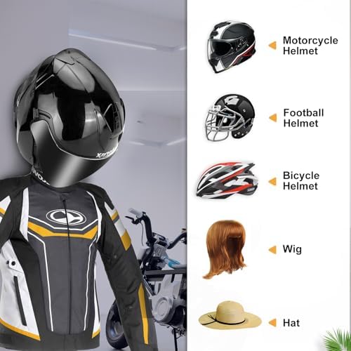 PAHTTO Motorcycle Helmet Holder 2 Pack, Helmet Rack Wall Mount with Double Hook, Helmet Hanger for Football Helmet, Hats, Coats, Sportswear, Motorcycle Accessories for Men - Image 4