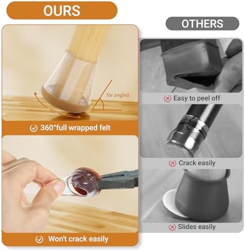 24 PCS Silicone Chair Leg Floor Protectors Large (1.3"-1.4") Rubber Felt Furniture Pads Chair Legs Caps/Covers for Hardwood Floors, Tile from Scratches & Reduce Noise - Round, Clear - Image 4
