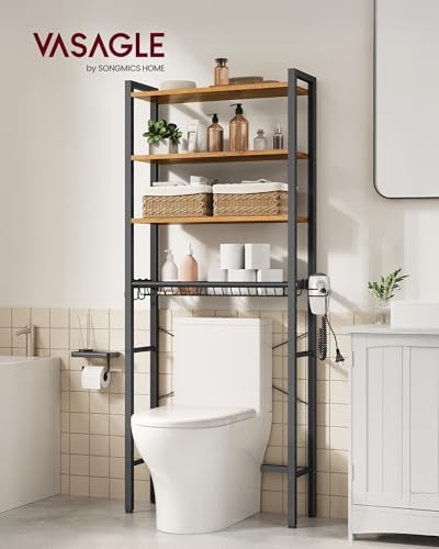 VASAGLE 4-Tier Over the Toilet Storage, Adjustable Shelves, Basket, 68.1''H - Image 3