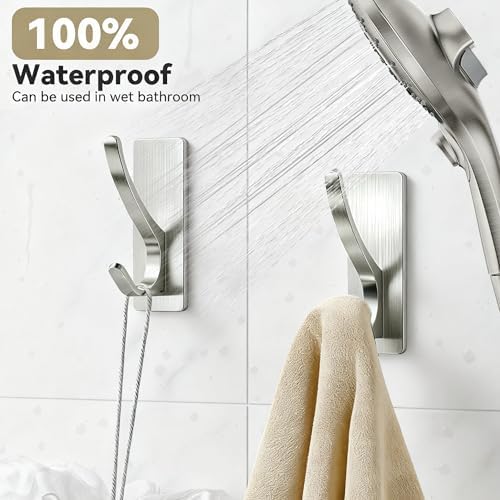 pickpiff 10 Pcs Brush Nickel Self-Adhesive Hook, 13LB Hanger for Coat/Towel - Image 4