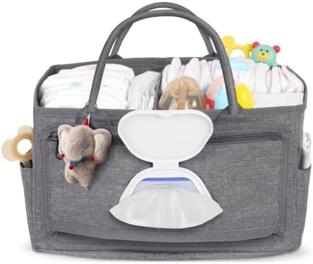 Volnamal Diaper Caddy with Wipe Dispenser One-Handed Access, Grey by Volnamal