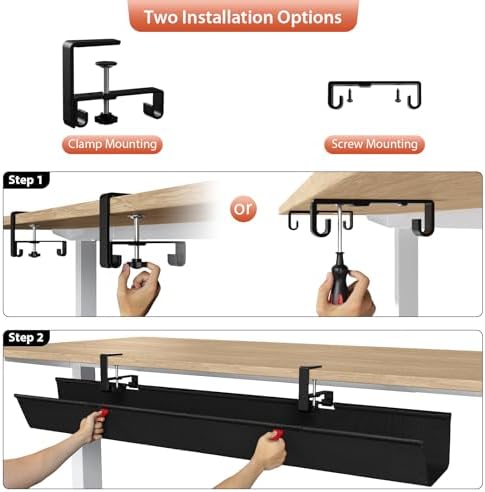 Univivi No Drill Under Desk Cable Management Tray, 48 inch Cable Management - Image 6