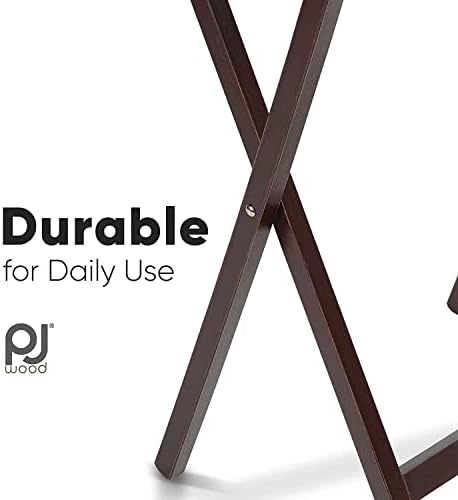 PJ Wood - Folding TV Tray Set of 2 - Espresso Wood Tables - Image 6