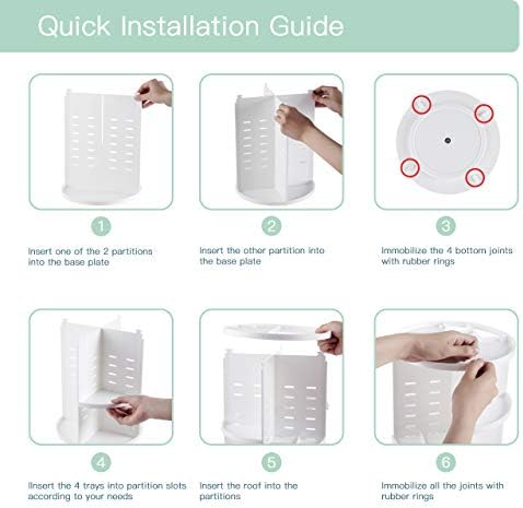seinlife 360 Rotating Makeup Organizer,DIY Adjustable Spinning Holder,Foldable Cosmetic Storage Display box,Large Capacity Make up Caddy Shelf,Fits Countertop Vanity and Bathroom (WHITE) - Image 6