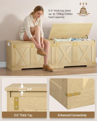 Hzuaneri 59 inches Boho Storage Chest and Bench | 70 Gal | 330lb Seat - Image 5