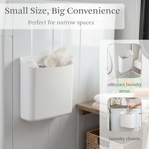MONJITA Lint Bin for Laundry Room, Magnetic Lint Trash Can for Dryer, Modern Lint Holder, Lint Box for Laundry Room Organization, Wall Mounted Trash Can for Laundry Decor (White) - Image 5