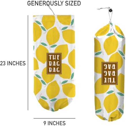 Plastic Bag Organizer, Reusable Grocery Country Style Plastic Bag Dispenser ​for Home Kitchen Travelling Camping Decor, Dispenser use 1 Pack，Lemon Pattern - Image 4