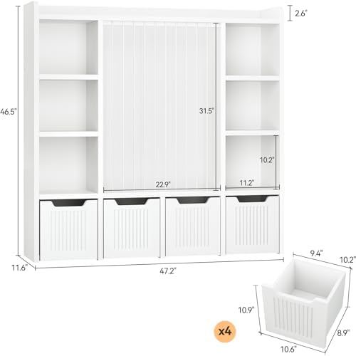 ONBRILL 3-in-1 Toy & Stuffed Animal Storage, 4 Movable Toy Chest, White - Image 2
