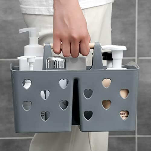 Portable Shower Caddy Plastic Shower Basket Organizer with Handle, Grey - Image 4