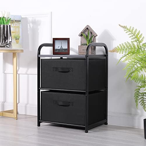 MAX Houser 2 Drawer Wide Fabric Dresser Storage Organizer Unit, Black - Image 6