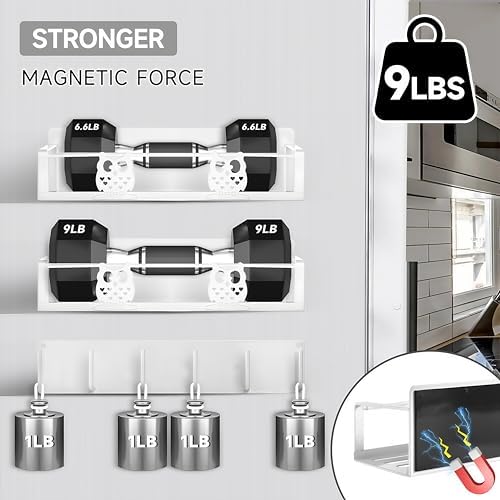 Magnetic Spice Rack,Magnetic Shelf for Fridge,Spice Organizer,Fridge Organizer,Kitchen Storage Organization with Magnetic Hooks,Owl Home Decor(White) - Image 3