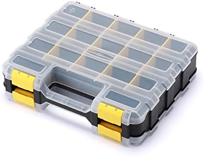 Mayouko Double Side Tools Organizer, Customizable Removable Plastic Dividers, Hardware Box Storage, Small Parts Organizer, 34-Compartment, Black/Yellow by MAYOUKO