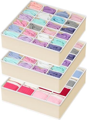 Simple Houseware Sock Drawer Organizer, 3 Pack, Beige by SimpleHouseware