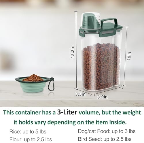 3 Lbs Pet Dog Food Storage Container for Bird Seed Rice Flour - Pine Green - Image 3