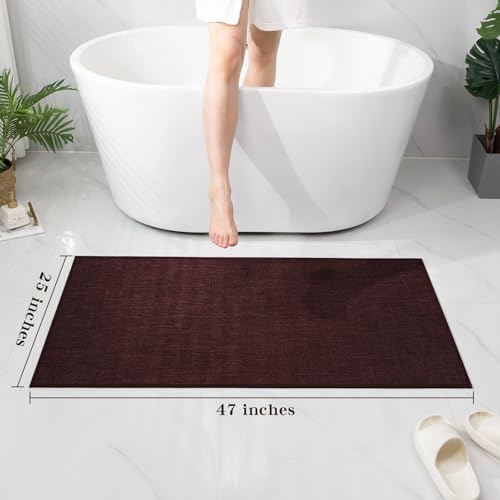 chakme Bathroom Rugs Mat 47x24, Ultra Thin Non Slip Bath Mat Large Quick Dry Absorbent Bath Mat for Bathroom Floor, (Dark Purple, 47"x24") - Image 2
