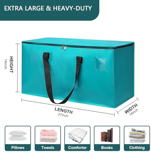 Moving Bags Heavy Duty Sky Blue – Large Packing Bags for Moving, Extra Large Storage Totes with Zippers and Handles - Image 2