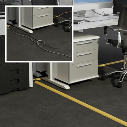 D-Line 15ft Floor Cord Cover, Cable Protector, Hide Extension Cords, Protect Cords, Prevent Cable Trips, Heavy Duty Cord Hider - Cable Cavity = 0.63" (W) x 0.31" (H) - Safety Yellow - Image 4