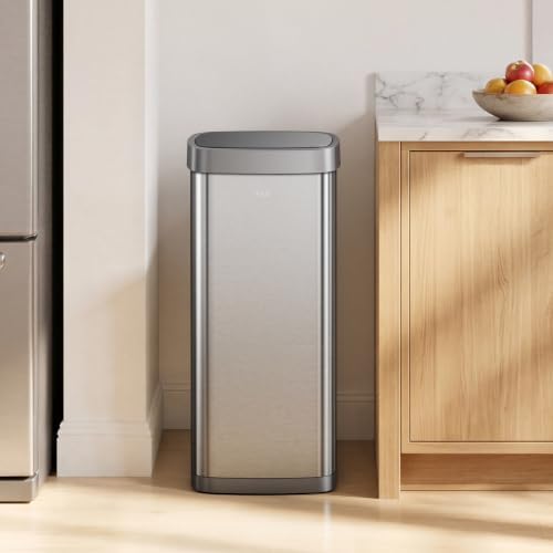 EKO EcoSmart Tall and Large Kitchen Trash Can or Recycling Bin, 80L/21.1G High Capacity, Touchless Soft Square Motion Sensor Garbage Can, Brushed Stainless Steel - Image 3