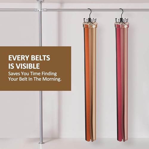 ZEDODIER Belt Hanger, Belt Rack Closet Accessories Organizer, Maximum 24 Storage Capacity, Hanging Holder Storage Hook for Belt, Bra, Tank Top, Tie, Scarf, Purse, Black - Image 4