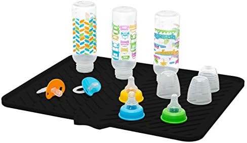 Luxet Silicone Dish Drying Mat with Built-in Drain Lip - Hygienic Drying Pad - Sturdy Compact Easy to Clean Tray Protects Surfaces Prevents Water Build Up - 23 X 17 (Black) - Image 4