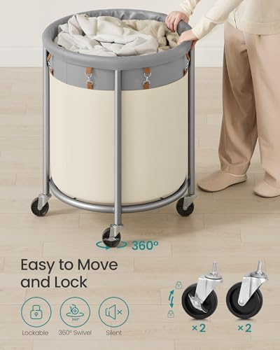 SONGMICS Laundry Basket with Wheels, 190 L, Steel Frame, Removable Bag - Image 6