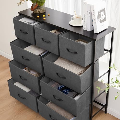 Sweetcrispy 9 Drawer Fabric Dresser Tall Chest Storage Organizer Tower - Image 2
