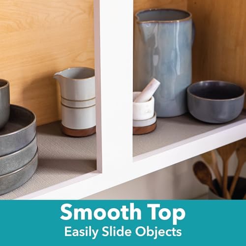 Smooth Top EasyLiner for Cabinets & Drawers, Easy to Install, Shelf Paper & Drawer Liner Non Adhesive, Non Slip Shelf Liner for Pantry, Kitchen Essentials, 20 in x 6 ft (6 Pack), 36 ft, White - Image 3