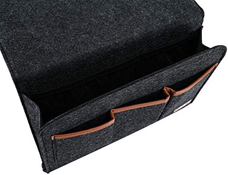 Zafit Bedside Caddy, Large Size Storage Organizer with 6 Pockets for Magazine, Remotes, Phone (13.4'' x 18.1'', Dark Grey) - Image 4