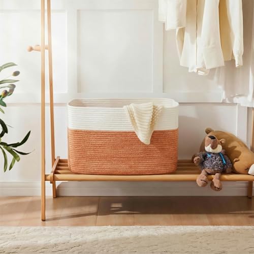 Artfeel Blanket Basket,Rectangle Woven Baskets for Storage,100L Laundry Basket for Decorative Nursery Blanket,Toys,Dirty Clothes and Magazine in Shelves,Baby Room,and Living Room - Image 4