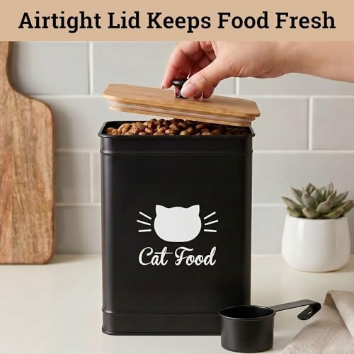 Cat Food Container with Scoop 5-7 lb (25 Cup), with Airtight Bamboo Lid - Image 4
