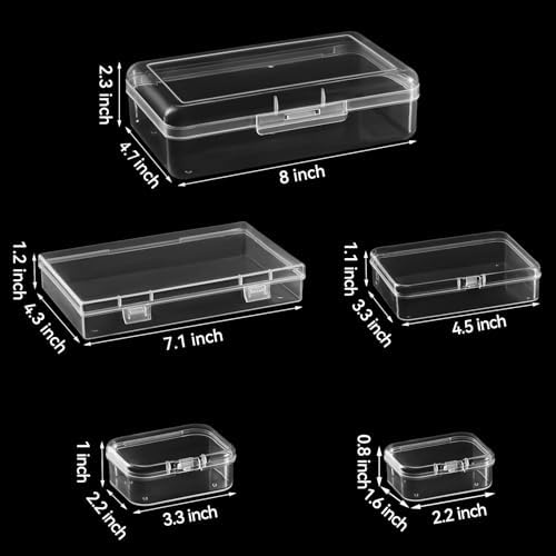 42 Pieces Mixed Sizes Rectangular Empty Mini Clear Plastic Organizer Box - Image 2