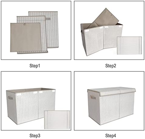 Toy Box Chest Organizer Bins for Boys Girls Kids, Large Collapsible Fabric Storage Container with Flip-Top Lid & Handles for Clothes,Blanket,Nursery,Playroom,Bedroom,Tree Branch Pattern (Gray) - Image 3