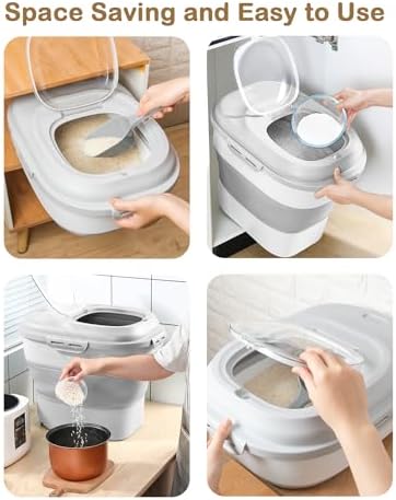 20-50 Lbs Airtight Food Storage Container Wheels,Collapsible Rice Container - Image 5