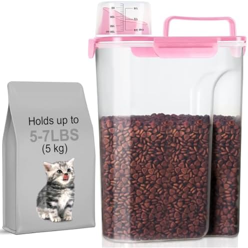 LEAWALK Cat Dog Pet Food Storage Container Up to 5-7Lbs BPA-free-Rose Pink by LEAWALK