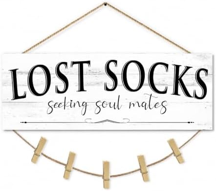 Laundry Room Signs Lost Socks Hanging Decor Wall 6" x 14.5" by 1KINGO