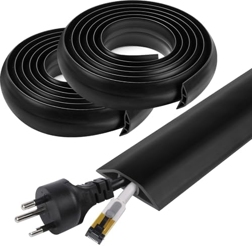 20 FT Floor Cord Cover, Cord Covers for Wires on Floor, Cord Protector, Floor Cable Cover, Hide Extension Cord Covers for Floor, Cable Cavity: 0.47" (W) x 0.29" (H), Black by YesBes