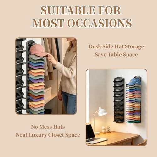 EMTK Wall Mounted Hat Rack for Baseball Caps, Holds 40 Hats - Image 6