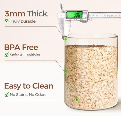 ComSaf Flour Sugar Storage Containers 4 Qt, 2 Pack Glass Flour Container - Image 5