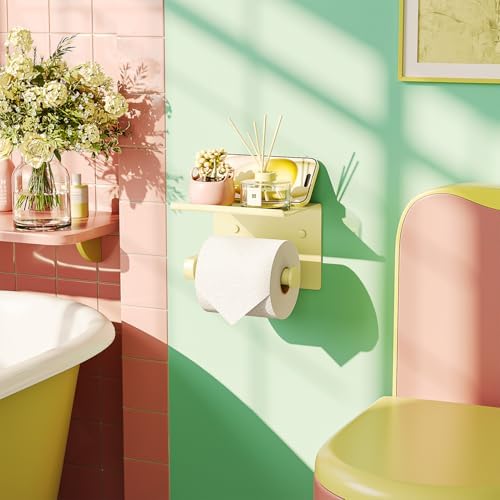 Toilet Paper Holder with Shelf Wall Mounted Toilet Paper Roll Dispenser - Image 2