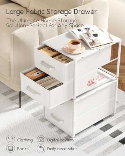 Homsorout Stackable Storage Drawers - 2 Tier Closet Organizer with Metal Handles and Metal Frame, Collapsible Fabric Bins Dresser for Bedroom, Dorm, Office, White, 1 Pack - Image 6