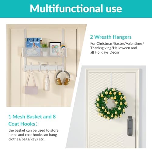 LUCYCAZ Over The Door Hooks Organizer, Door Hanger Storage with Coat Hooks - Image 5